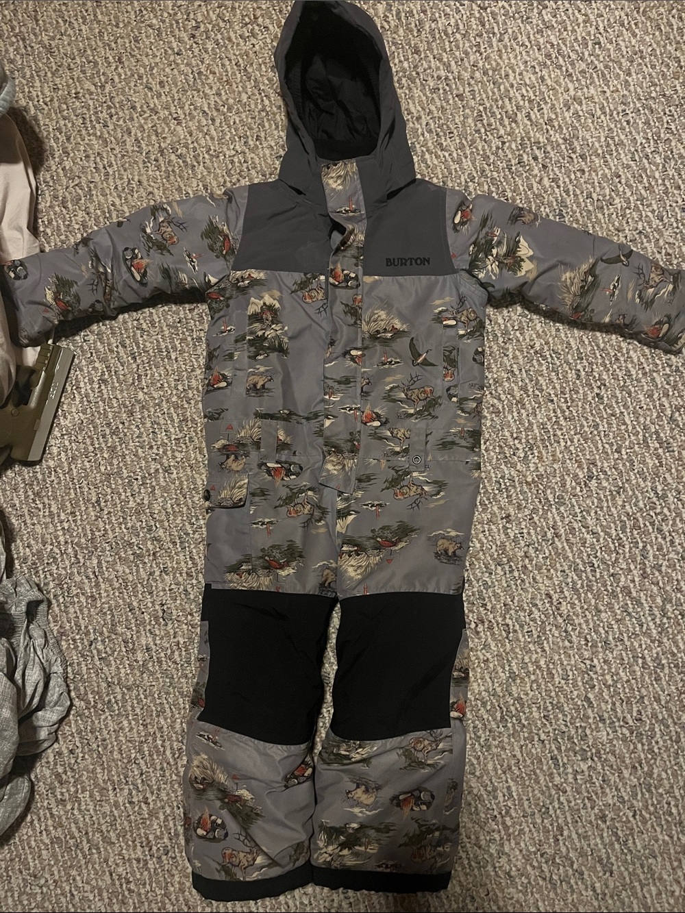 Burton Grey Printed Kids' Hooded Snow One-Piece